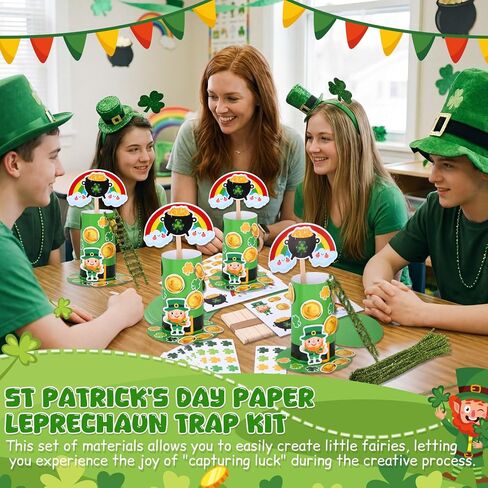 Hollowfly 24 Sets Leprechaun Trap Kit St Patrick's Day Decorations Catch a Leprechaun Trap Craft Bulk for St. Partrick Day Party Supplies Classroom Activity in Saudi Arabia