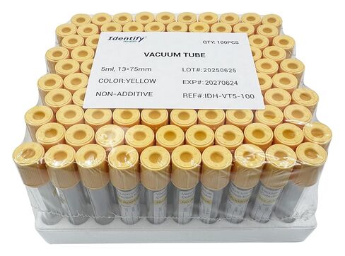 تحديد أنابيب عينة البول الفراغية | 100 حزمة | 5 مل مجموعة أصفر البول غير المضافة ، عقيمة 13 × 75 مم in Kuwait