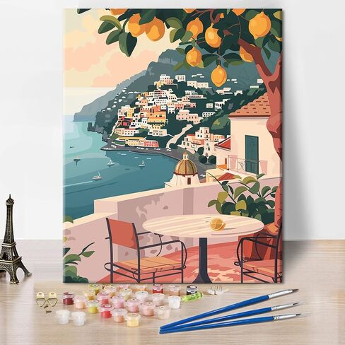 Paint by Numbers Kit for Adults - Cute Corgi Puppies Fun Swimming Pool Party Theme Art for Home Decor, Paint by Number, 16x20 Inch in Saudi Arabia