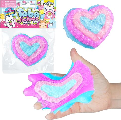 ORB Tabalicious Sugar Pops TABA Squishy Rainbow Heart Toy - الأزرق والأرجواني والوردي القلب مع البريق - لينة، لزجة TABA Squishies - متعة اسفنجي الإجهاد الكرة اللعب - Kawaii ألعاب فيدجيت للأطفال والكبار in Saudi Arabia