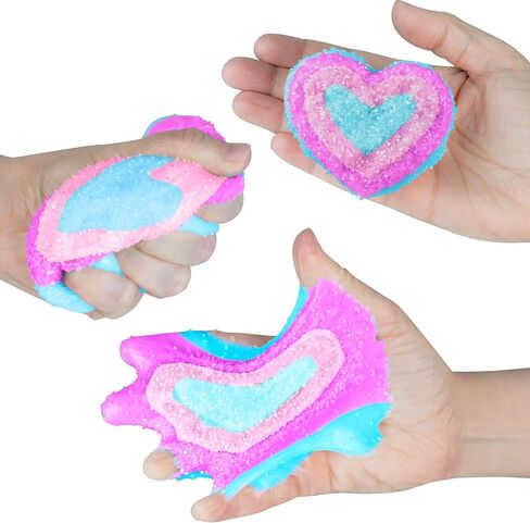 ORB Tabalicious Sugar Pops TABA Squishy Rainbow Heart Toy - الأزرق والأرجواني والوردي القلب مع البريق - لينة، لزجة TABA Squishies - متعة اسفنجي الإجهاد الكرة اللعب - Kawaii ألعاب فيدجيت للأطفال والكبار in Saudi Arabia