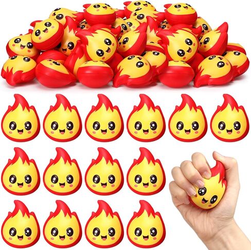 Soaoo 24 Pcs Fire Stress Balls Fake Fire Funny Squeeze Stress Relief Balls Toys for Adults Fidget Toy Therapy Fidget Appreciation Gifts for Christmas Office Coworker Birthday Office Stuffer in Saudi Arabia