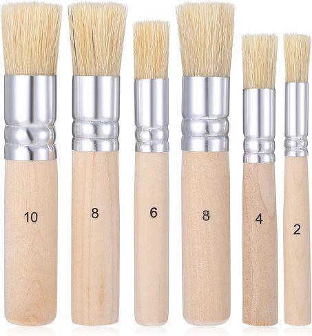 6pcs Stencil Brush Set 6 Sizes Wooden Stencil Brushes Natural Bristle Template Paint Brushes for Acrylic Paint Oil Watercolor Art Painting On Wood Wall DIY Art Crafts Card Making in Saudi Arabia
