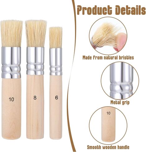 6pcs Stencil Brush Set 6 Sizes Wooden Stencil Brushes Natural Bristle Template Paint Brushes for Acrylic Paint Oil Watercolor Art Painting On Wood Wall DIY Art Crafts Card Making in Saudi Arabia