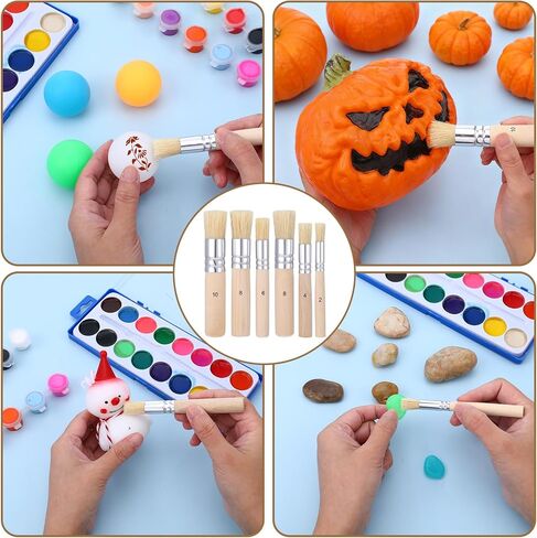 6pcs Stencil Brush Set 6 Sizes Wooden Stencil Brushes Natural Bristle Template Paint Brushes for Acrylic Paint Oil Watercolor Art Painting On Wood Wall DIY Art Crafts Card Making in Saudi Arabia
