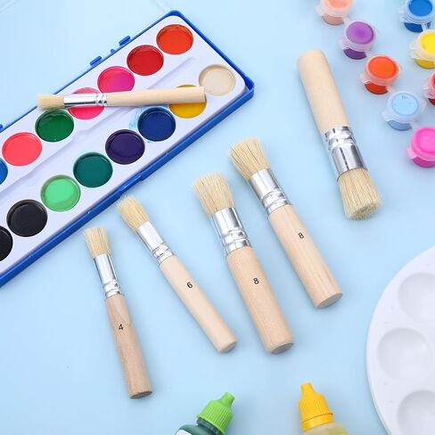 6pcs Stencil Brush Set 6 Sizes Wooden Stencil Brushes Natural Bristle Template Paint Brushes for Acrylic Paint Oil Watercolor Art Painting On Wood Wall DIY Art Crafts Card Making in Saudi Arabia