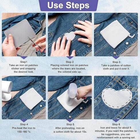 1 Set Fabric Iron Patches Color Rectangular Imitation Denim Cloth Repair Patches for DIY Clothing Hats Bags and More Durable Adhesive Ironing Supplies in Saudi Arabia