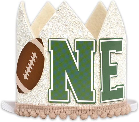 Football Theme Birthday Crown - First Birthday Mini Party Hat for Baby, First Year Down Party Headband in Saudi Arabia