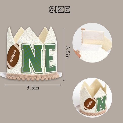 Football Theme Birthday Crown - First Birthday Mini Party Hat for Baby, First Year Down Party Headband in Saudi Arabia