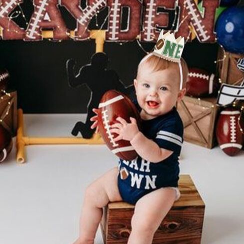 Football Theme Birthday Crown - First Birthday Mini Party Hat for Baby, First Year Down Party Headband in Saudi Arabia
