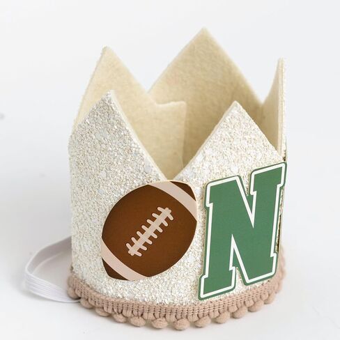 Football Theme Birthday Crown - First Birthday Mini Party Hat for Baby, First Year Down Party Headband in Saudi Arabia