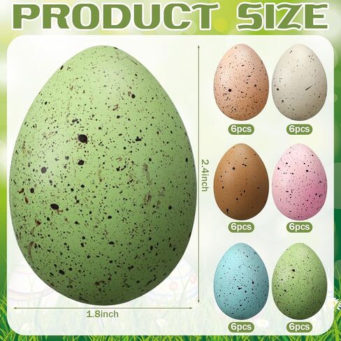 36 Pcs Easter Speckled Eggs Plastic Speckled Egg Decorative Pastel Eggs Easter Bird Egg for Bowl Vase Basket Fillers DIY Spring Party Decor Favors Home Centerpiece Displays Decorations in Saudi Arabia