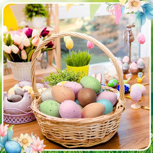 36 Pcs Easter Speckled Eggs Plastic Speckled Egg Decorative Pastel Eggs Easter Bird Egg for Bowl Vase Basket Fillers DIY Spring Party Decor Favors Home Centerpiece Displays Decorations in Saudi Arabia