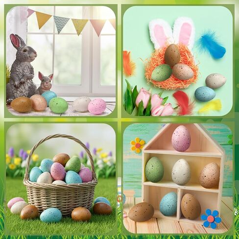 36 Pcs Easter Speckled Eggs Plastic Speckled Egg Decorative Pastel Eggs Easter Bird Egg for Bowl Vase Basket Fillers DIY Spring Party Decor Favors Home Centerpiece Displays Decorations in Saudi Arabia