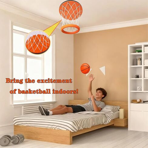 Ceiling Basketball Hoop,Hanging Indoor Basketball Hoop,Mini Basketball Goal with Soft Ball for Bedroom Office, Funny Stress-Relieving Toy for Adults and Kids,No Assembling in Saudi Arabia