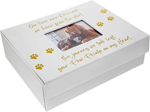 Pavilion Gift Company - Paw Prints On My Heart - Memory Box With 5" x 4" Photo Holder Loss Of Pet Cat Dog Bereavement In Memory in Saudi Arabia