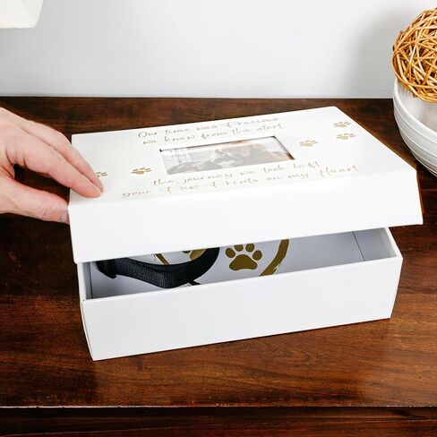 Pavilion Gift Company - Paw Prints On My Heart - Memory Box With 5" x 4" Photo Holder Loss Of Pet Cat Dog Bereavement In Memory in Saudi Arabia