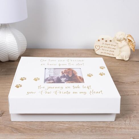 Pavilion Gift Company - Paw Prints On My Heart - Memory Box With 5" x 4" Photo Holder Loss Of Pet Cat Dog Bereavement In Memory in Saudi Arabia