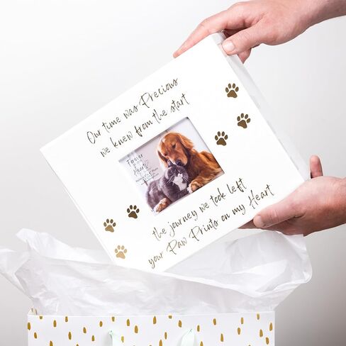 Pavilion Gift Company - Paw Prints On My Heart - Memory Box With 5" x 4" Photo Holder Loss Of Pet Cat Dog Bereavement In Memory in Saudi Arabia