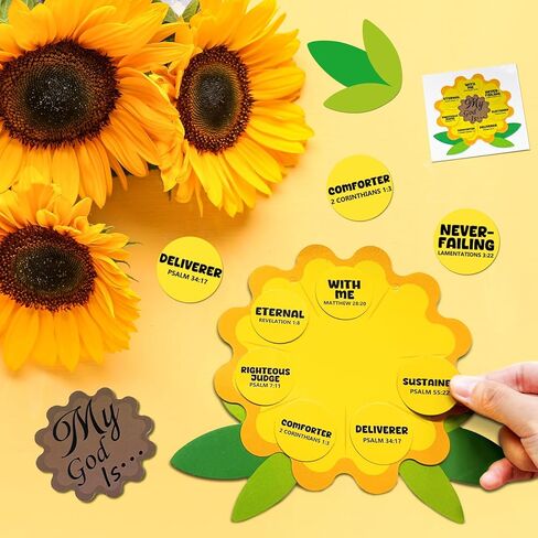 EggSun 36 مجموعة من أدوات فنون الكتاب المقدس لمدرسة الأحد للأطفال، كريستيان VBS يقول الله أنا عباد الشمس DIY اصنع الفنون والحرف اليدوية الخاصة بك لمستلزمات أنشطة الفصول الدراسية في مدرسة الأحد in Saudi Arabia