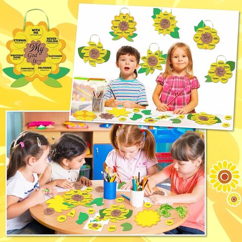 EggSun 36 مجموعة من أدوات فنون الكتاب المقدس لمدرسة الأحد للأطفال، كريستيان VBS يقول الله أنا عباد الشمس DIY اصنع الفنون والحرف اليدوية الخاصة بك لمستلزمات أنشطة الفصول الدراسية في مدرسة الأحد in Saudi Arabia