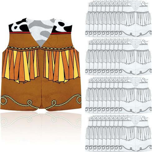Yearntown 24 Pcs Color Your Own Western Vest Craft Kit - Western Craft for Boy Kids Girl - Ideal for Cowboy Cowgirl Birthday Painting DIY Art Activities Derby Day Horse Party Supplies in Kuwait