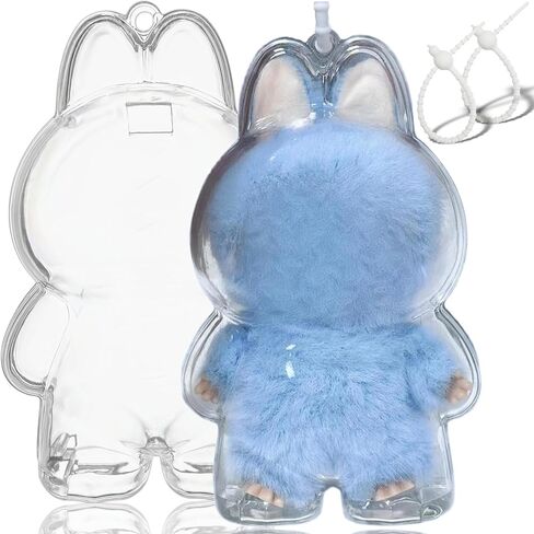 2PCS Protective Display Case for Monsters Pin for Love Series - for 4.13in (10.5cm) Vinyl Plush – Acrylic Clear Dustproof Cover with Silicone Straps, 360° Visibility and Durable Display Showcase. in Saudi Arabia