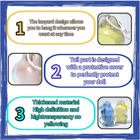 2PCS Protective Display Case for Monsters Pin for Love Series - for 4.13in (10.5cm) Vinyl Plush – Acrylic Clear Dustproof Cover with Silicone Straps, 360° Visibility and Durable Display Showcase. in Saudi Arabia