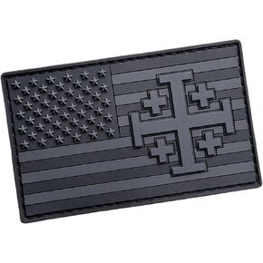 Holy Cross (Jerusalem Cross) and American Flag PVC Morale Patch – 2x3.25 3D Tactical Patch with Hook Backing – Waterproof Rubber Emblem for Backpacks, Vests & Jackets in Saudi Arabia