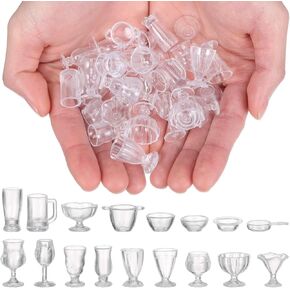 34 قطعة من أكواب بيت الدمى المصغرة مع أغطية من Angoily بمقياس 1/17، نموذج لعب طعام صغير من الراتنج، أكواب صغيرة لتزيين المنزل الصغير والحرف اليدوية in Kuwait