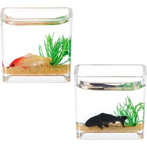 2 Pcs Miniature Fish Tank, Dollhoue Accessories Fish Bowls Resin Goldfish Gras Fish Figurine for Garden Scene Decor, Dollhouse Miniature DIY Craft, Aquarium Fish Ornament in Saudi Arabia