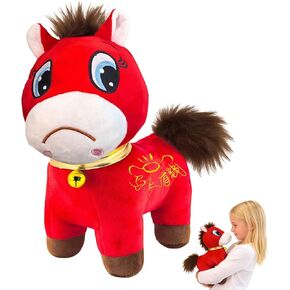 Crying Horse Stuffed Animal, Year of The Horse 2026 Chinese New Year Decorations, Red Zodiac Horse Toys Lunar New Year Decorations, 7.87in Smiling Horse, New Years 2026 Gifts Blessing Souvenir Mascot in Saudi Arabia