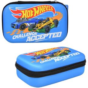 مقلمة بتصميمات مبتكرة للأولاد من Hot Wheels - منظم مستلزمات المدرسة بغطاء صلب من مادة EVA مع سحاب - صندوق أقلام بتصميم سيارة سباق للأطفال in Kuwait