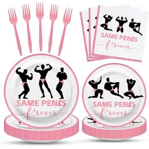 100 Pcs Bachelorette Tableware Party Supplies Set, Serves 25 – Disposable Pink Paper Plates, Napkins, and Forks for Bridal Shower, Hen Party, Engagement, Girls Night, Valentine’s Day Decorations in Saudi Arabia