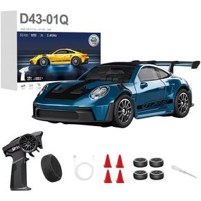 سيارة الانجراف RC بمقياس 1:43 مع جيروسكوب 2.4 جيجا متناسب كامل 4WD سبيكة التحكم عن بعد سباق السيارات الرياضية محامل صامتة، سرعة قابلة للتعديل، إضاءة LED للبالغين in Kuwait