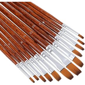 12PCS Artist Watercolor Paint Brushes, Flat Pointed Tip Artist Paint Brushes Flat Paints Brush Basic Set Different Sizes Detail Paints Brush for Watercolor, Acrylic, Gouache, Ink, Christmas in Kuwait
