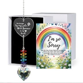 Memorial Sympathy Gift Box for Dog Loss - Pet Memorial Clear Crystal Heart Grief Suncatcher for Loved One, Thoughtful Dogs Remembrance, Loss Sympathy Rainbow Maker, Hanging Ball Prisms Gifts in Saudi Arabia