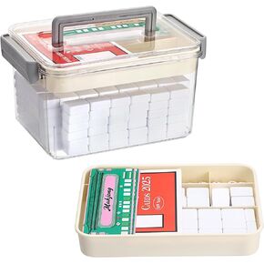 Mahjong Case Only, Empty Mahjong Tiles Storage Box with Removable Tray, Plastic Mahjong Tile Holder for 160-200 Tiles, Large Capacity Game Accessories Organizer for Home Party Gatherings in Saudi Arabia