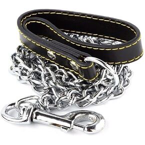 Omni Premium Heavy Duty Extra Thick Links(4.0mm) Dog Chain Leash, 72 Inches (72"), 6 Feet (6') Faux Leather Handle for Medium Size Dogs or Large Dogs in Saudi Arabia