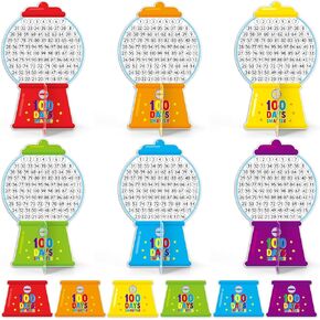 36PCS 100 Days of School Countdown 3D Craft DIY Coloring Paper Art Craft Gift for Kid Fun Gumball Machine Poster Happy 100th Day of School Celebration Decoration Home School Classroom Activities Games in Kuwait