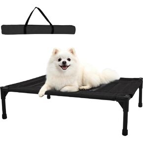 سرير كبير للكلاب، سرير للحيوانات الأليفة مرتفع للكلاب المتوسطة والكبيرة، شبكة مسامية للتبريد، إطار متين، غطاء قابل للغسل، محمول وسهل التجميع، سرير للحيوانات الأليفة داخلي/خارجي، رمادي، L in Kuwait