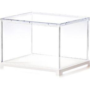 Rolife Acrylic Display Case Dust Cover for Collectibles, Dustproof Protection Showcase with White Base with Door for Mini Dollhouse, 3D Puzzles (8.8''x7.6''x6'') in Saudi Arabia