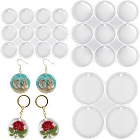 48 Cavity Resin Ornament Molds Silicone,Ornament Resin Mold,Round Small Shiny Flat Circle Silicone Mold,Perfect for DIY Christmas Ornaments Drilled Round Earrings,Pet Tag,Keychain in Saudi Arabia