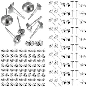 160Pcs No Tarnish Groove Stud for Ball Earring Making, stino Hypoallergenic Stainless Steel Earring Posts, Jewelry Findings Supplies, Silver & Gold Set(Stud for Ball Silver (160pcs)) in Saudi Arabia
