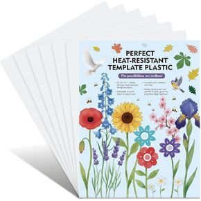 Lewtemi 6 Pcs Heat Resistant Template Plastic and Cover 8.5 x 11 Inch Reusable Translucent Plastic Stencils Templates for Hand and Machine Appliqu Quilting Patchwork Sewing in Kuwait