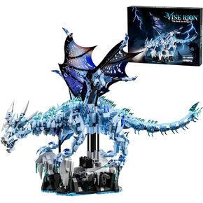 Mechanical Dark Ice Dragon Building Block Set with Motor & Hand Crank Motion Movable Head, Wings & Limbs Fantasy Dragon Model Kit for Teens & Adults in Saudi Arabia
