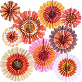 Outus Flower Hanging Decorations Fall Paper Fans Classroom Ceiling Wall Decor Colorful Bloom Paper Fan for Wedding Birthday Birthday Party Supplies(9 Pcs,Spring Flower) in Kuwait