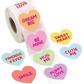 Fancy Land Heart Sticker for Kids Valentines Day Candy Heart Decorative Stickers Colorful Valentine Labels for Holiday Party Decor Crafts Wrapping Favors 500Pcs in Saudi Arabia