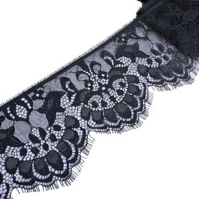 LUMKET White Eyelash Lace Fabric with Floral Pattern 4.9 Inches Wide Lace Trims 6 Yards for Sewing,Decorating, Floral Designing and Crafts (638 White) in Saudi Arabia