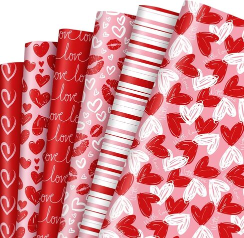 JarThenaAMCS 12 Sheet Valentine's Day Love Heart Wrapping Paper Wedding Gift Wrap Paper Folded Flat Red Pink White DIY Craft Art Paper for Birthday Wedding Party Supplies, 19.7 x 27.6 Inch in Saudi Arabia